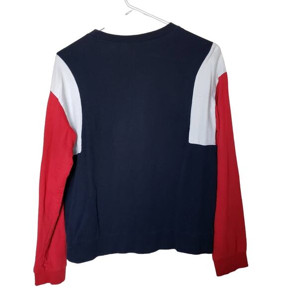 Y2K H&M Womens Shirt Oversized Colorblock Cotton Relaxed Casual Crew Neck Blue S - Picture 4 of 5